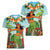 Hawaii Lei Day Women V-Neck T-Shirt Hula Girl With Tropical Forest