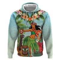 Hawaii Lei Day Zip Hoodie Hula Girl With Tropical Forest