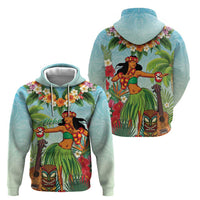 Hawaii Lei Day Zip Hoodie Hula Girl With Tropical Forest