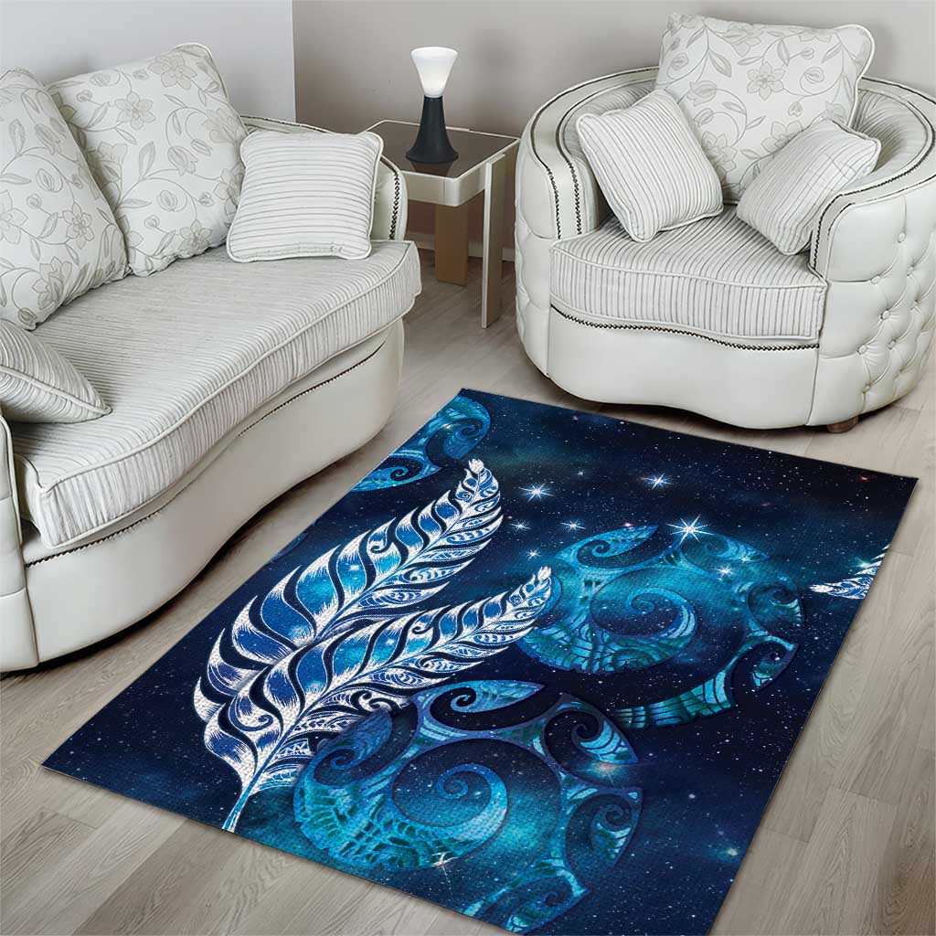 New Zealand Matariki Area Rug Maori Koru Mix Silver Fern