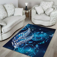 New Zealand Matariki Area Rug Maori Koru Mix Silver Fern