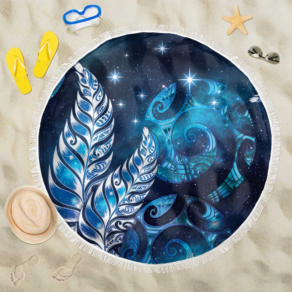 New Zealand Matariki Beach Blanket Maori Koru Mix Silver Fern