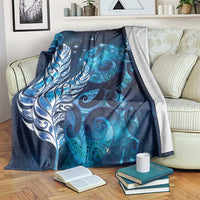 New Zealand Matariki Blanket Maori Koru Mix Silver Fern DT04 Blue - Polynesian Pride