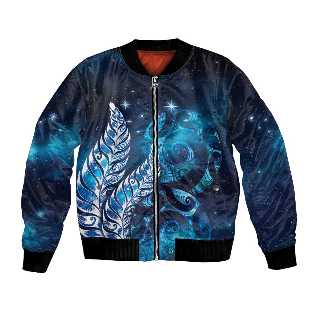 New Zealand Matariki Bomber Jacket Maori Koru Mix Silver Fern