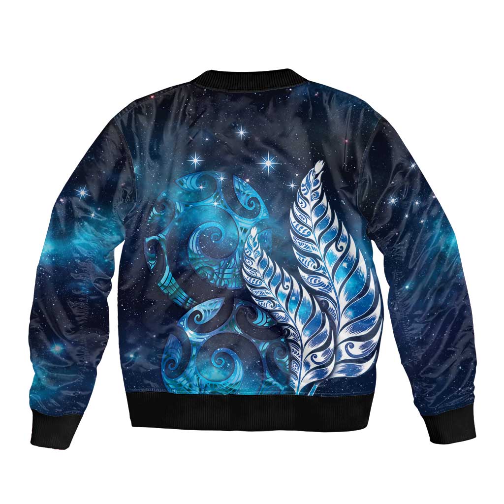 New Zealand Matariki Bomber Jacket Maori Koru Mix Silver Fern DT04 - Polynesian Pride