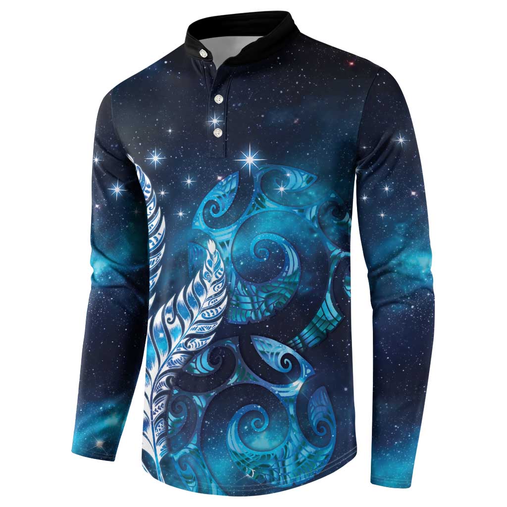 New Zealand Matariki Button Sweatshirt Maori Koru Mix Silver Fern