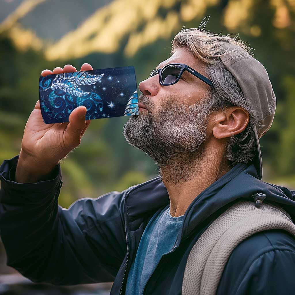 New Zealand Matariki 4 in 1 Can Cooler Tumbler Maori Koru Mix Silver Fern
