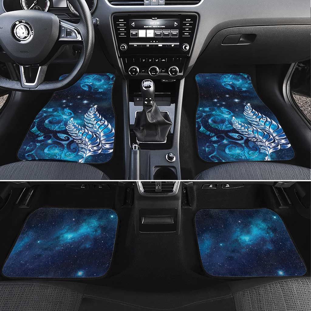 New Zealand Matariki Car Mats Maori Koru Mix Silver Fern DT04 Set 4pcs Blue - Polynesian Pride