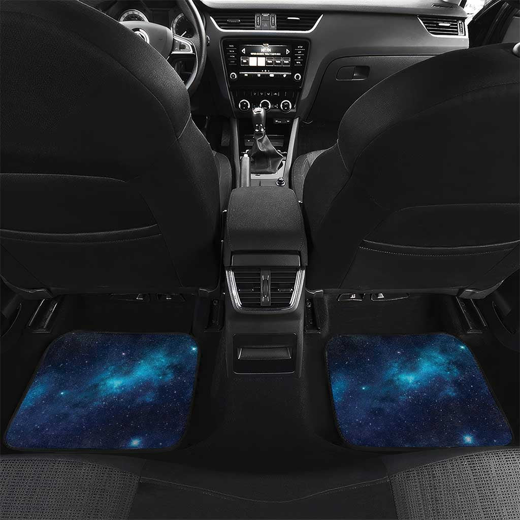 New Zealand Matariki Car Mats Maori Koru Mix Silver Fern DT04 Set 2pcs - Back Blue - Polynesian Pride