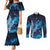 New Zealand Matariki Couples Matching Mermaid Dress and Long Sleeve Button Shirt Maori Koru Mix Silver Fern