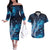 New Zealand Matariki Couples Matching Off The Shoulder Long Sleeve Dress and Hawaiian Shirt Maori Koru Mix Silver Fern