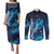 New Zealand Matariki Couples Matching Puletasi and Long Sleeve Button Shirt Maori Koru Mix Silver Fern
