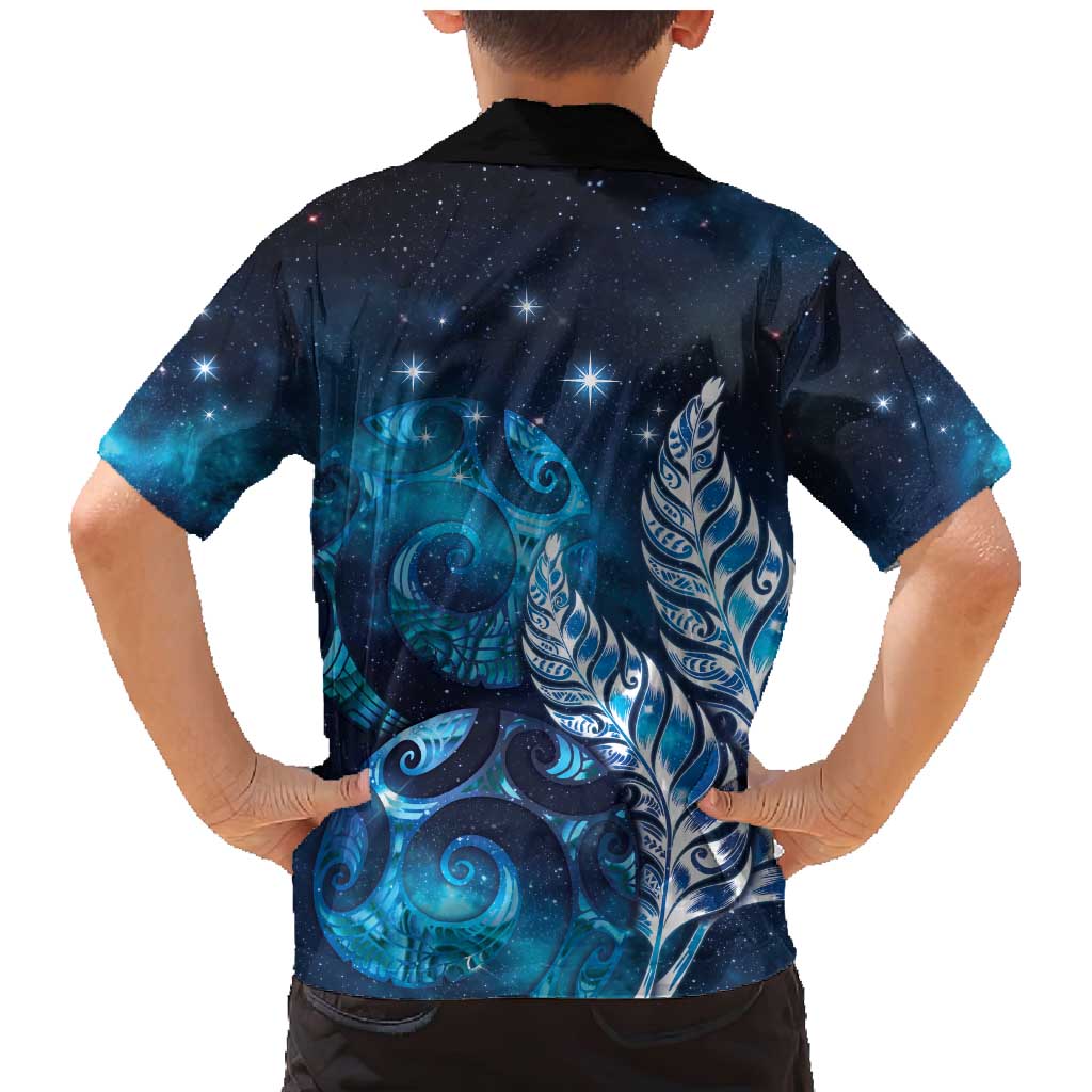 New Zealand Matariki Family Matching Mermaid Dress and Hawaiian Shirt Maori Koru Mix Silver Fern