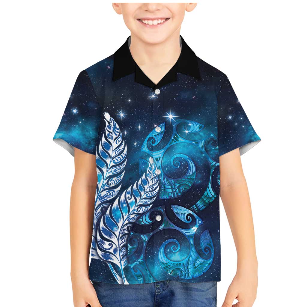 New Zealand Matariki Family Matching Mermaid Dress and Hawaiian Shirt Maori Koru Mix Silver Fern