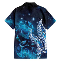 New Zealand Matariki Family Matching Off The Shoulder Long Sleeve Dress and Hawaiian Shirt Maori Koru Mix Silver Fern