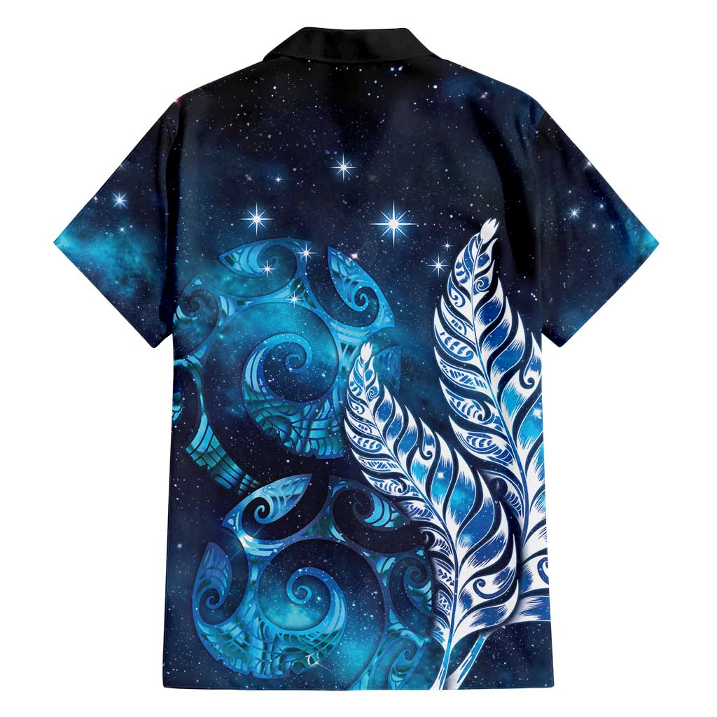 New Zealand Matariki Family Matching Puletasi and Hawaiian Shirt Maori Koru Mix Silver Fern
