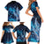 New Zealand Matariki Family Matching Short Sleeve Bodycon Dress and Hawaiian Shirt Maori Koru Mix Silver Fern