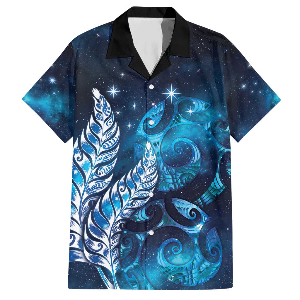 New Zealand Matariki Family Matching Short Sleeve Bodycon Dress and Hawaiian Shirt Maori Koru Mix Silver Fern