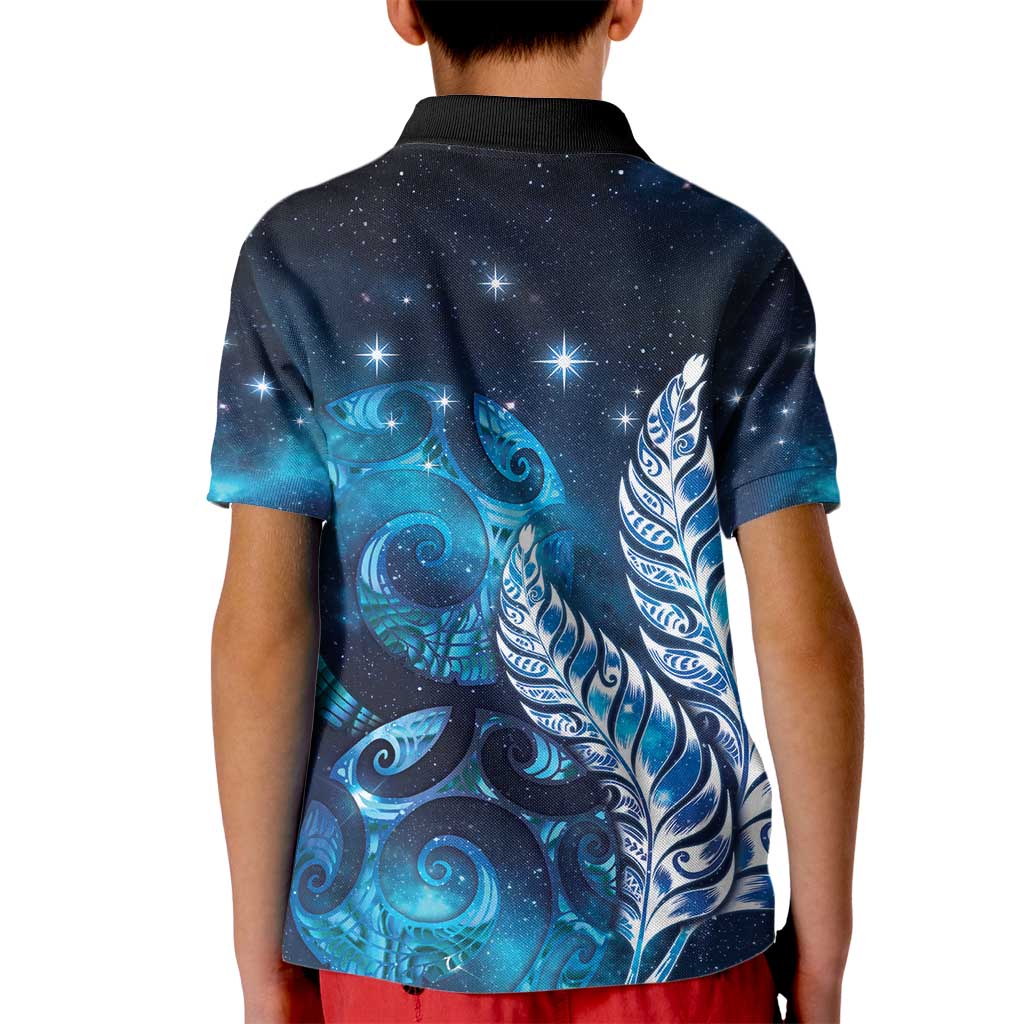 New Zealand Matariki Kid Polo Shirt Maori Koru Mix Silver Fern