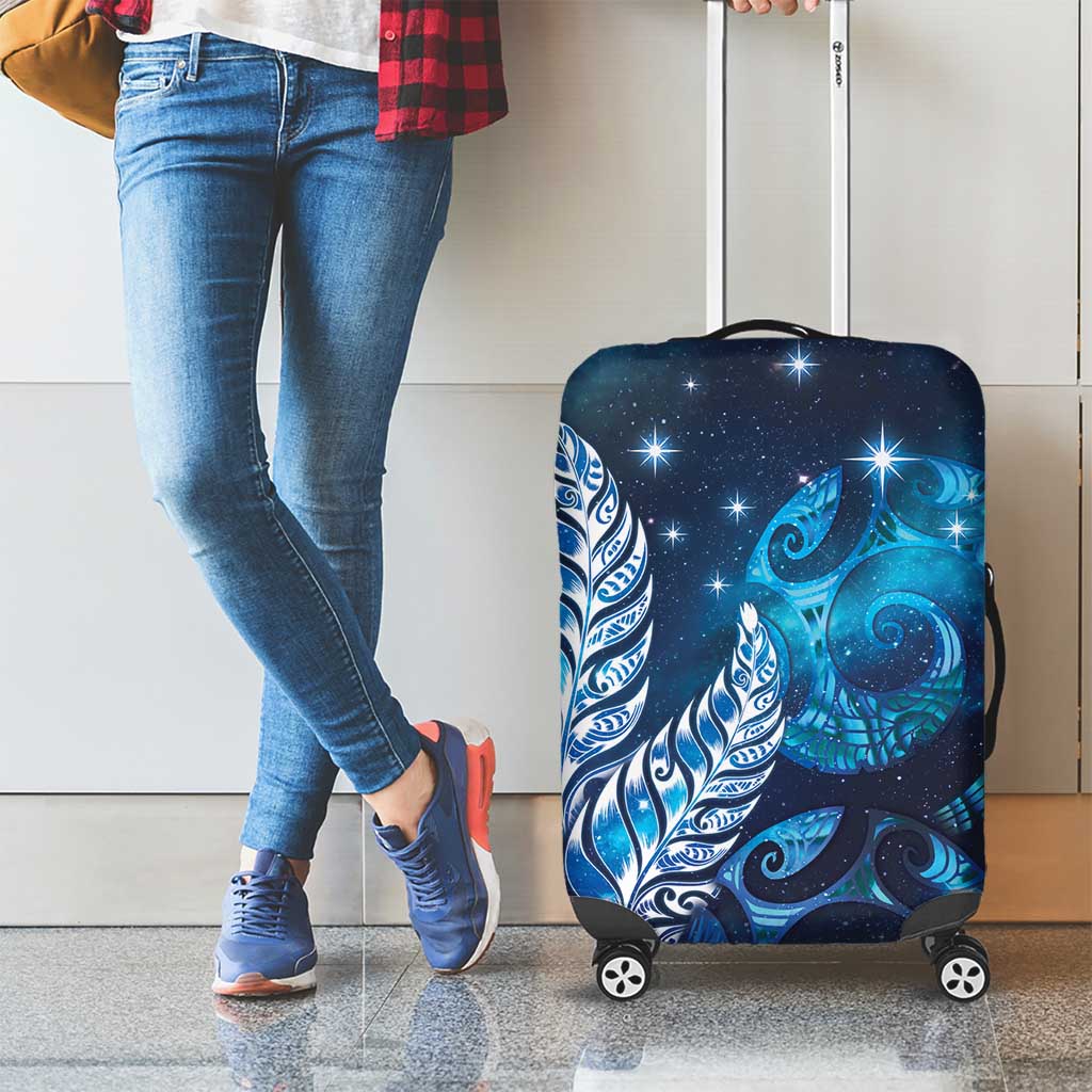 New Zealand Matariki Luggage Cover Maori Koru Mix Silver Fern