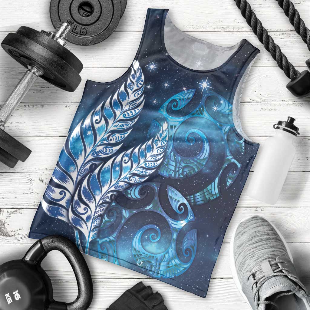 New Zealand Matariki Men Tank Top Maori Koru Mix Silver Fern
