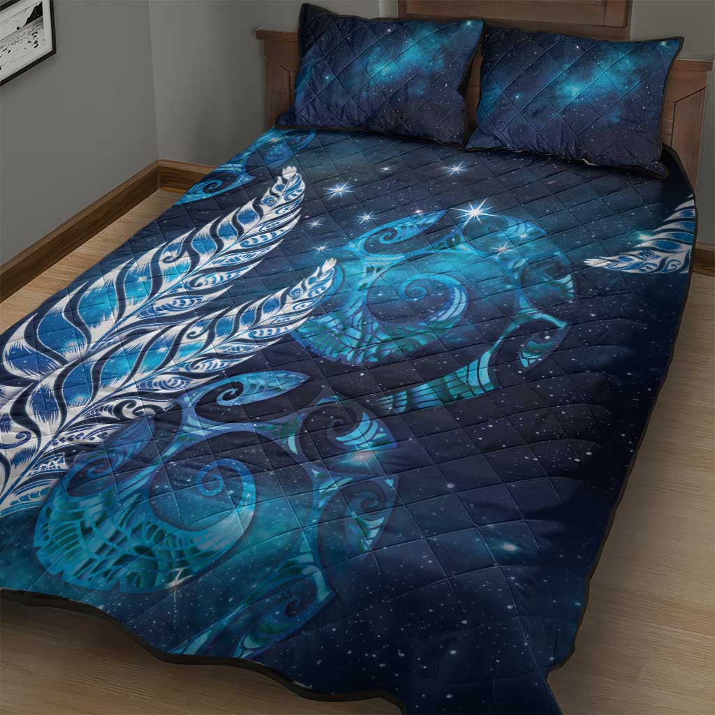 New Zealand Matariki Quilt Bed Set Maori Koru Mix Silver Fern