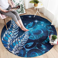 New Zealand Matariki Round Carpet Maori Koru Mix Silver Fern