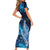 New Zealand Matariki Short Sleeve Bodycon Dress Maori Koru Mix Silver Fern