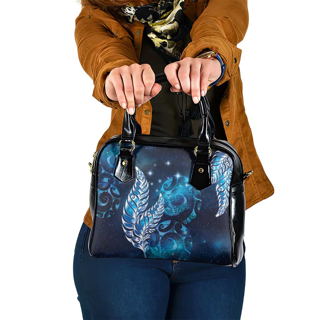 New Zealand Matariki Shoulder Handbag Maori Koru Mix Silver Fern DT04 One Size Blue - Polynesian Pride