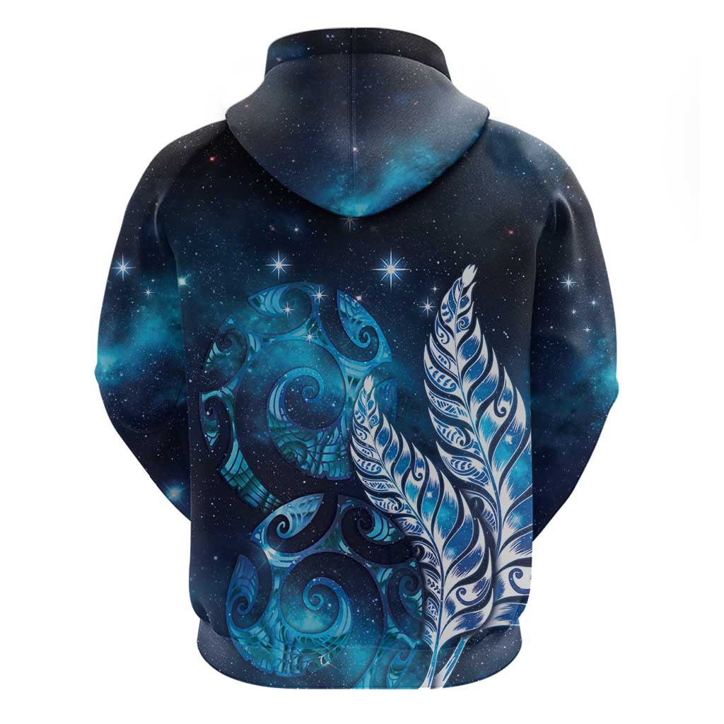 New Zealand Matariki Zip Hoodie Maori Koru Mix Silver Fern