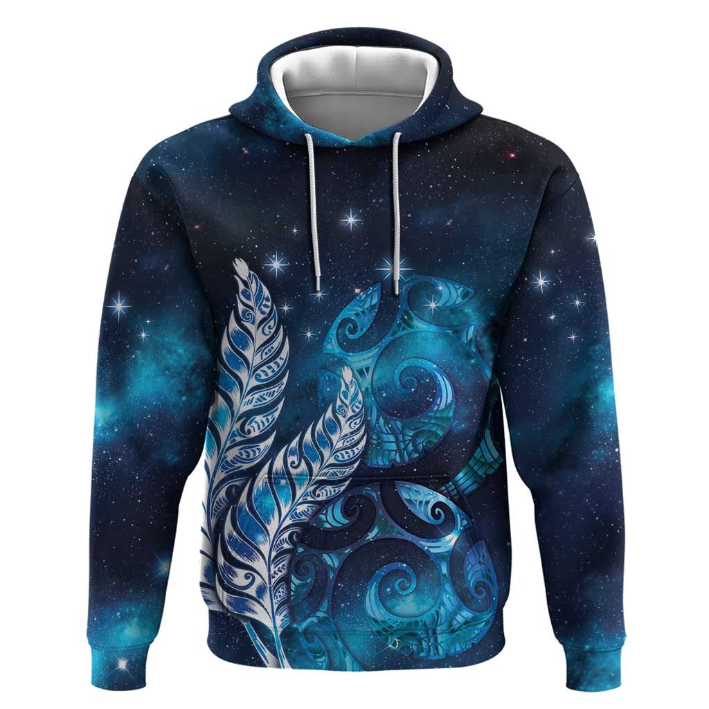 New Zealand Matariki Zip Hoodie Maori Koru Mix Silver Fern