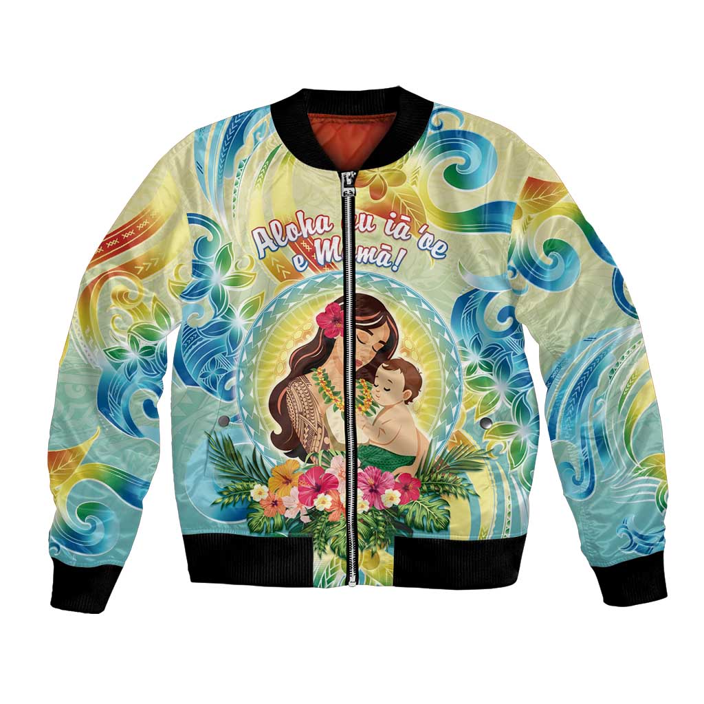 Personalised Hawaii Mother's Day Bomber Jacket I Love You Mom DT04 Unisex Yellow - Polynesian Pride