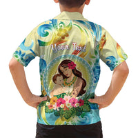 Personalised Hawaii Mother's Day Family Matching Long Sleeve Bodycon Dress and Hawaiian Shirt I Love You Mom DT04 - Polynesian Pride