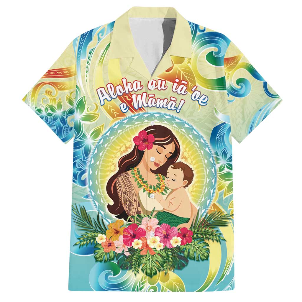 Personalised Hawaii Mother's Day Family Matching Off Shoulder Short Dress and Hawaiian Shirt I Love You Mom