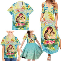 Personalised Hawaii Mother's Day Family Matching Summer Maxi Dress and Hawaiian Shirt I Love You Mom