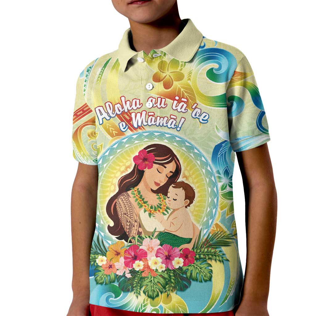 Personalised Hawaii Mother's Day Kid Polo Shirt I Love You Mom DT04 Kid Yellow - Polynesian Pride