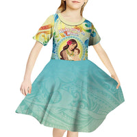 Personalised Hawaii Mother's Day Kid Short Sleeve Dress I Love You Mom