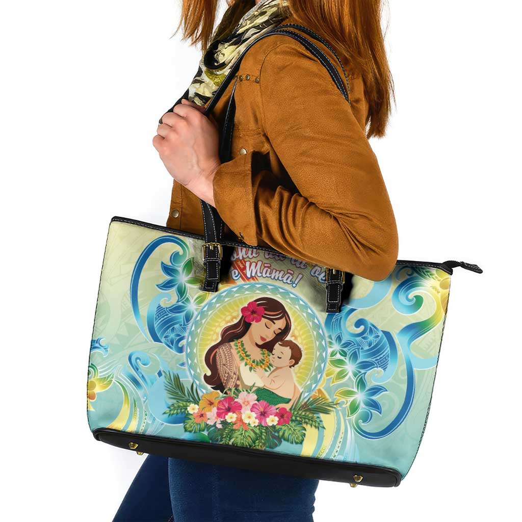 Hawaii Mother's Day Leather Tote Bag I Love You Mom DT04 Yellow - Polynesian Pride