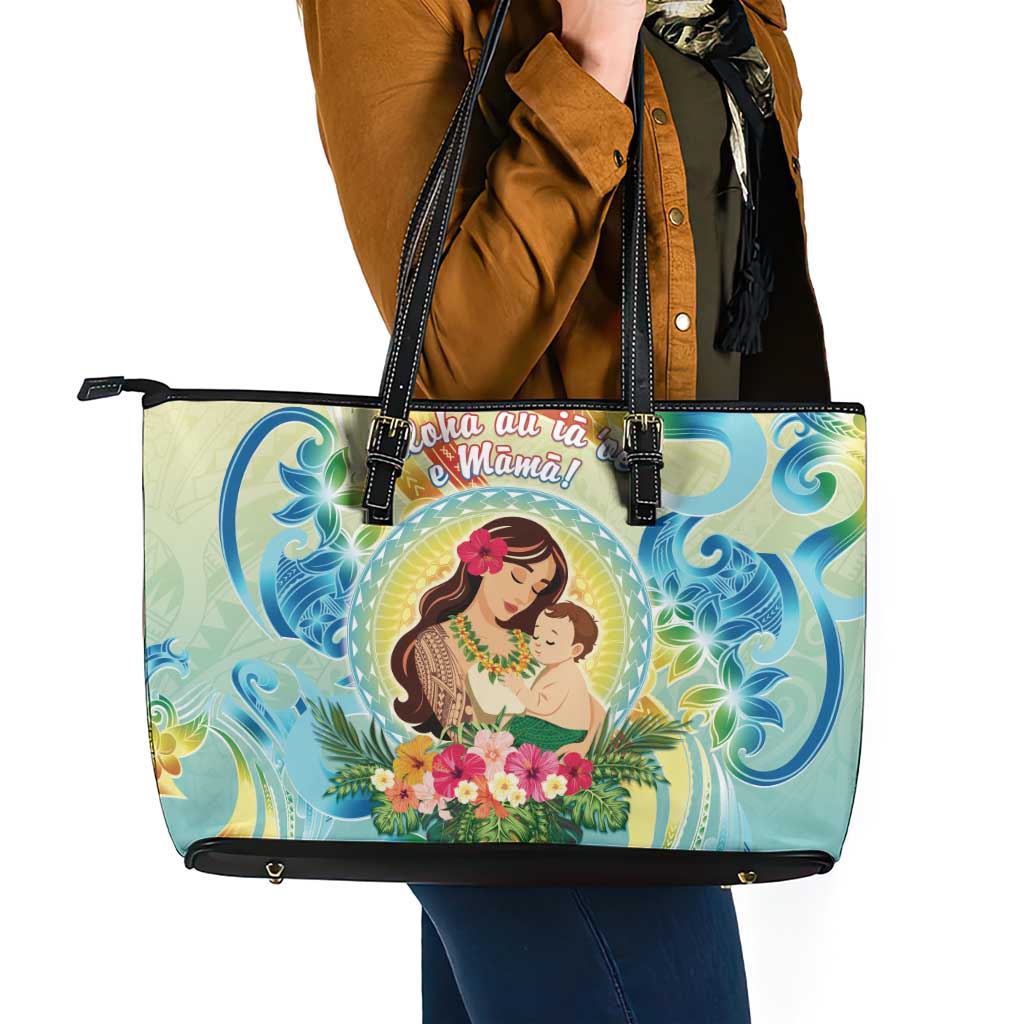 Hawaii Mother's Day Leather Tote Bag I Love You Mom DT04 - Polynesian Pride