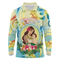 Personalised Hawaii Mother's Day Long Sleeve Polo Shirt I Love You Mom DT04 Yellow - Polynesian Pride