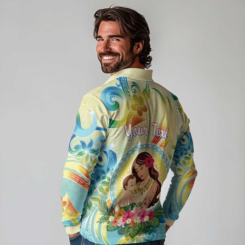 Personalised Hawaii Mother's Day Long Sleeve Polo Shirt I Love You Mom DT04 - Polynesian Pride