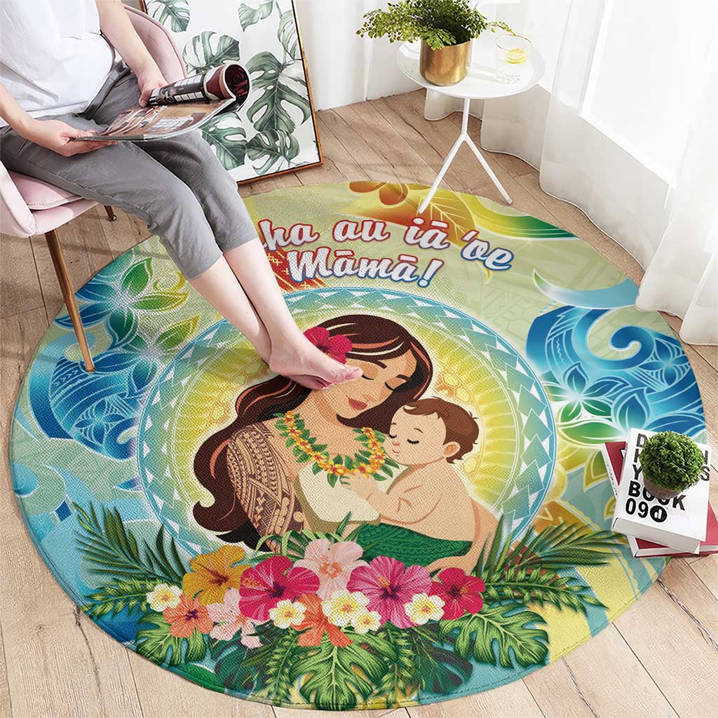 Hawaii Mother's Day Round Carpet I Love You Mom DT04 - Polynesian Pride