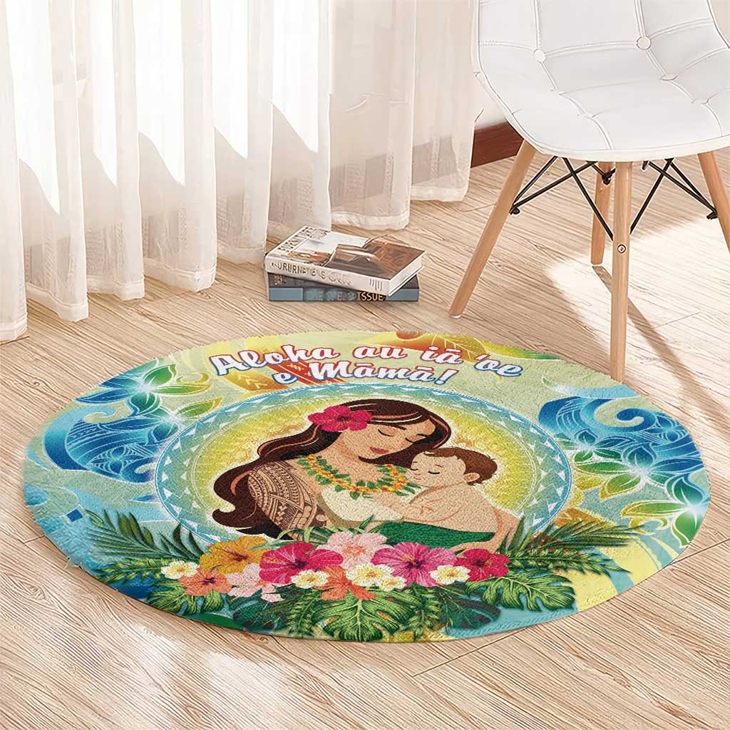 Hawaii Mother's Day Round Carpet I Love You Mom DT04 - Polynesian Pride