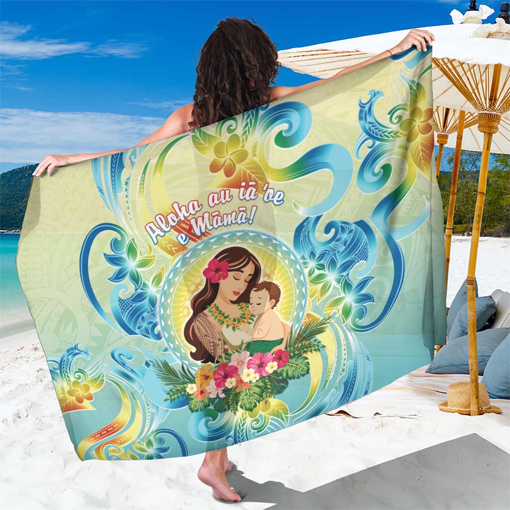 Hawaii Mother's Day Sarong I Love You Mom DT04 One Size 44 x 66 inches Yellow - Polynesian Pride