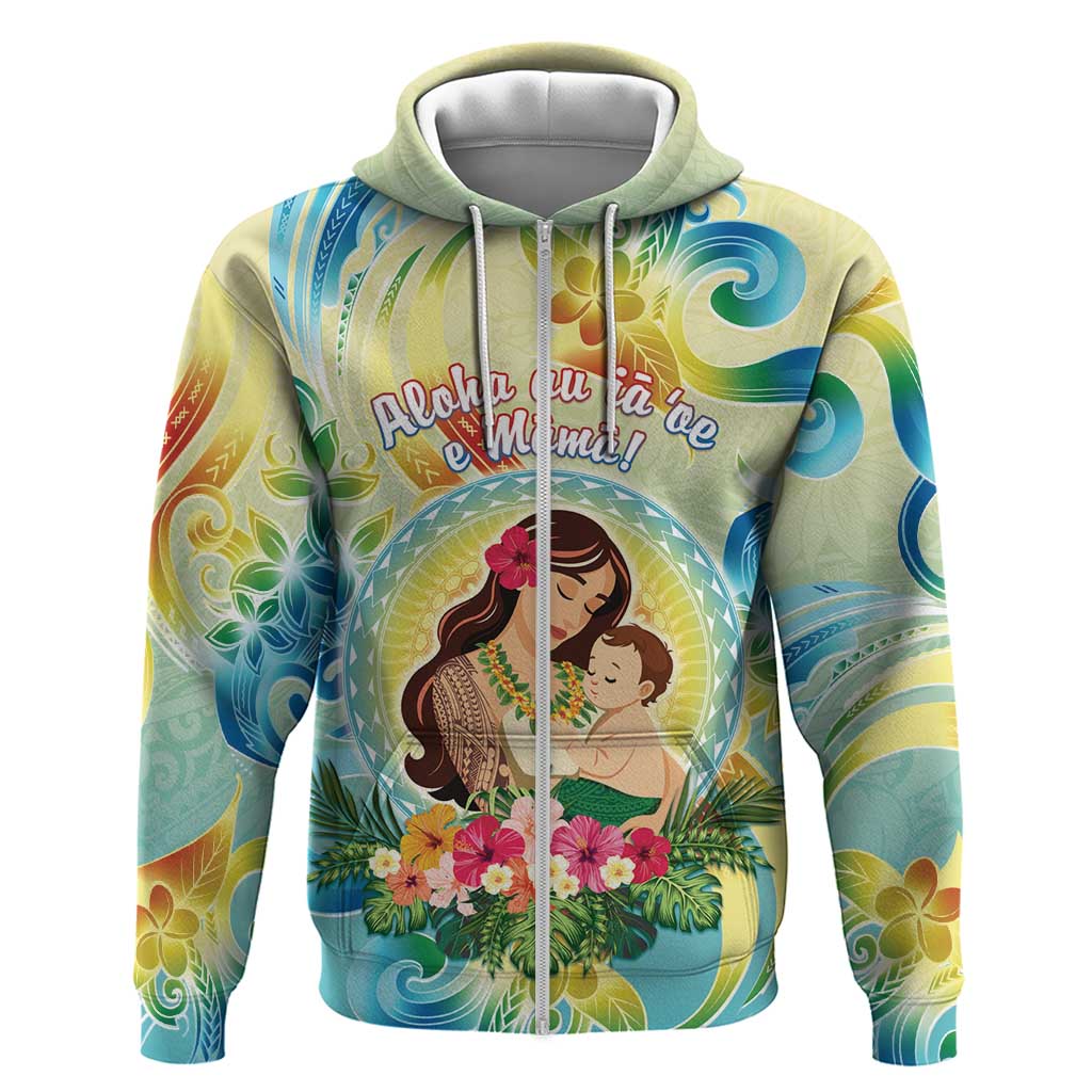 Personalised Hawaii Mother's Day Zip Hoodie I Love You Mom DT04 Zip Hoodie Yellow - Polynesian Pride