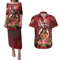 Personalised New Zealand Mother's Day Couples Matching Puletasi and Hawaiian Shirt I Love You Mom