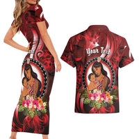 Personalised New Zealand Mother's Day Couples Matching Short Sleeve Bodycon Dress and Hawaiian Shirt I Love You Mom