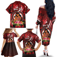 Personalised New Zealand Mother's Day Family Matching Off The Shoulder Long Sleeve Dress and Hawaiian Shirt I Love You Mom