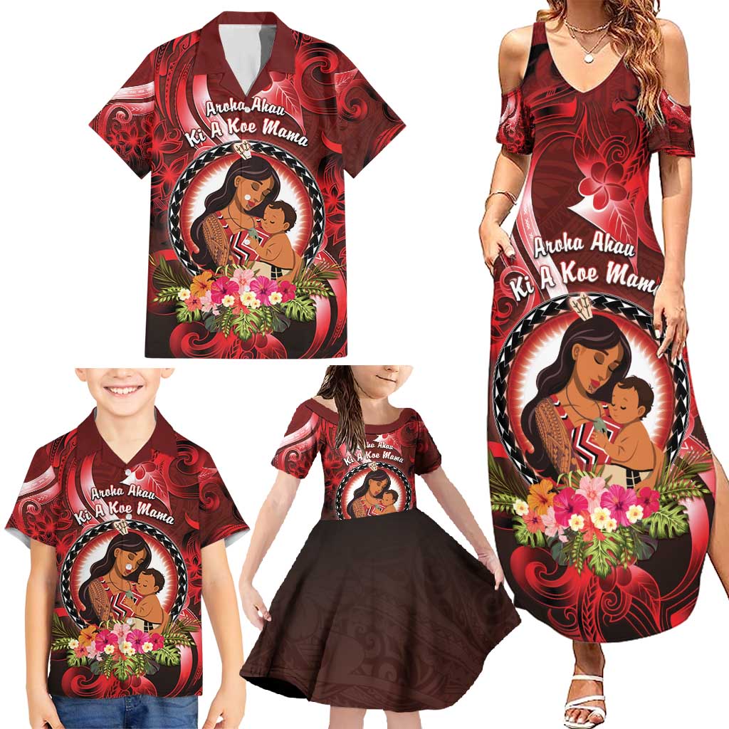 Personalised New Zealand Mother's Day Family Matching Summer Maxi Dress and Hawaiian Shirt I Love You Mom