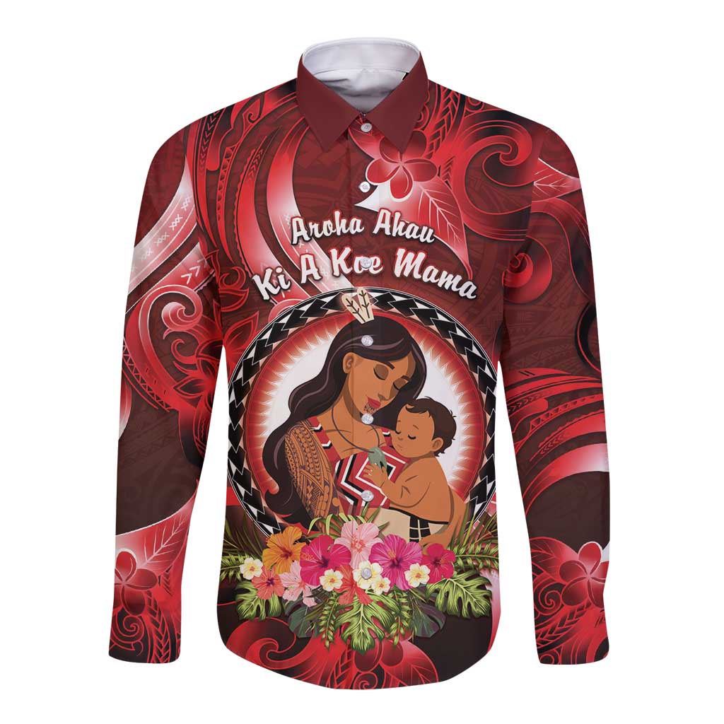 Personalised New Zealand Mother's Day Long Sleeve Button Shirt I Love You Mom